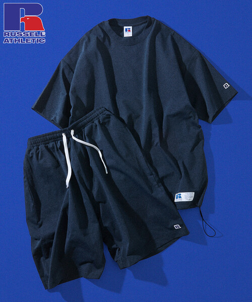 FREAK'S STORE(フリークスストア)の「限定展開 RUSSELL ATHLETIC×FREAK'S STORE ラッセル アスレチック 別注 ユーティリティ セットアップ 夏 クルーネック Tシャツ ショーツ ハーフパンツ ショートパンツ(Tシャツ/カットソー・メンズ・ブラック/ネイビー/グレイッシュベージュ/スミクロ・LARGE/MEDIUM/SMALL)」の10枚目の写真