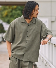 【UNNOTICEシリーズ】<セットアップ対応>ドライタッチ テックリネン 半袖オープンカラーシャツ / UVカット・クイックドライ【THE CRAFT CREW PRODUCTS】