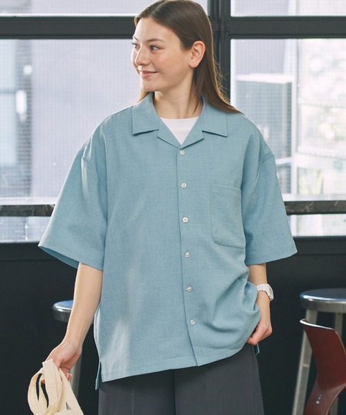 THE CRAFT CREW PRODUCTS(ザクラフトクループロダクツ)の「【UNNOTICEシリーズ】<セットアップ対応>ドライタッチ テックリネン 半袖オープンカラーシャツ / UVカット・クイックドライ【THE CRAFT CREW PRODUCTS】(シャツ/ブラウス・メンズ・ネイビー系/グレイッシュベージュ/サックスブルー/アイボリー/オリーブ系/ブラック/ダークブラウン/チャコール・S/M/L)」の7枚目の写真