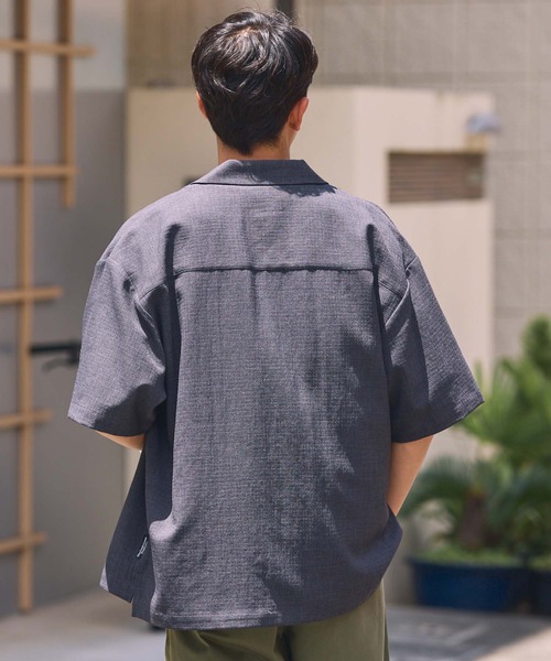 entwa ダッチカラーシャツ トリプルウォッシュリネン スモールブルー UNNOTICEシリーズ】＜セットアップ対応＞ドライタッチ テックリネン