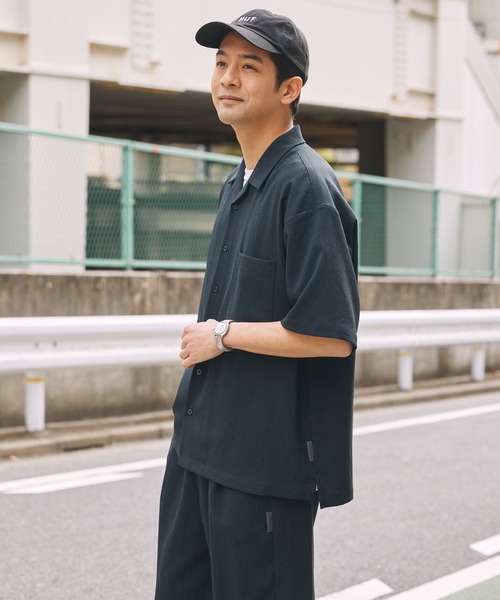 UNLIENS シャツ UNNOTICEシリーズ】＜セットアップ対応＞ドライタッチ テックリネン