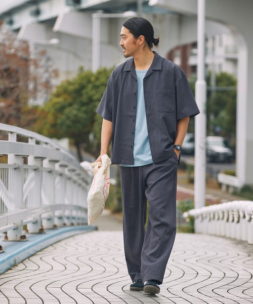 THE CRAFT CREW PRODUCTS(ザクラフトクループロダクツ)の「【UNNOTICEシリーズ】<セットアップ対応>ドライタッチ テックリネン 半袖オープンカラーシャツ / UVカット・クイックドライ【THE CRAFT CREW PRODUCTS】(シャツ/ブラウス・メンズ・ネイビー系/グレイッシュベージュ/サックスブルー/アイボリー/オリーブ系/ブラック/ダークブラウン/チャコール・S/M/L)」の15枚目の写真