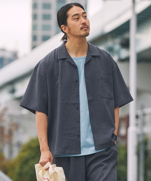 THE CRAFT CREW PRODUCTS(ザクラフトクループロダクツ)の「【UNNOTICEシリーズ】<セットアップ対応>ドライタッチ テックリネン 半袖オープンカラーシャツ / UVカット・クイックドライ【THE CRAFT CREW PRODUCTS】(シャツ/ブラウス・メンズ・ネイビー系/グレイッシュベージュ/サックスブルー/アイボリー/オリーブ系/ブラック/ダークブラウン/チャコール・S/M/L)」の20枚目の写真