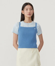 ウィメンズリブスリーブレスニット Blue
