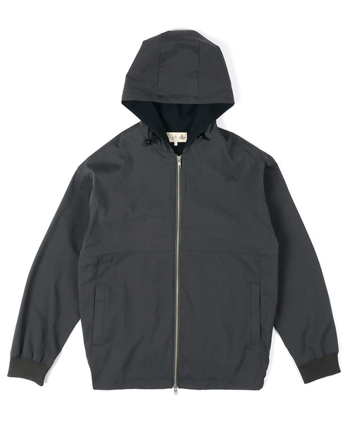 The DUFFER of ST.GEORGE（ザダファーオブセントジョージ）の「HIGH-TECH SEERSUCKER "COOLMAX" FIELD ZIP PARKA：クールマックス シアサッカー ジップアップパーカー / ライトアウター / セットアップ対応（ブルゾン・メンズ・ネイビー/チャコールグレー・X-LARGE/LARGE/MEDIUM/SMALL）」の5枚目の写真