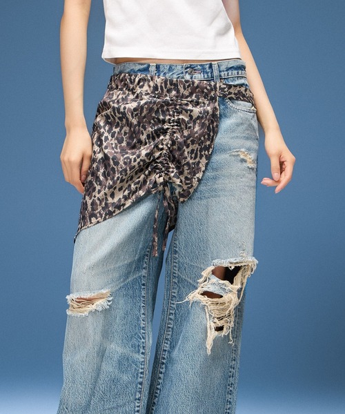 X-girl(エックスガール)の「DRAWSTRING SKIRT BELT(ベルト・レディース・ベージュ/カモフラージュ・ONE SIZE)」の1枚目の写真