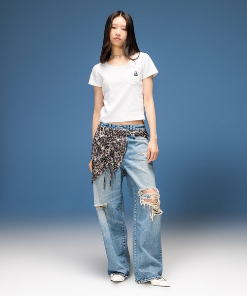 X-girl(エックスガール)の「DRAWSTRING SKIRT BELT(ベルト・レディース・ベージュ/カモフラージュ・ONE SIZE)」の6枚目の写真