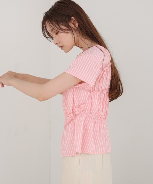Bab(バブ)の「フレンチスリーブギャザーフリルブラウス(シャツ/ブラウス・レディース・オフホワイト/B/A/C・MEDIUM)」の11枚目の写真