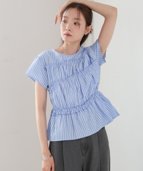 Bab(バブ)の「フレンチスリーブギャザーフリルブラウス(シャツ/ブラウス・レディース・オフホワイト/B/A/C・MEDIUM)」の19枚目の写真