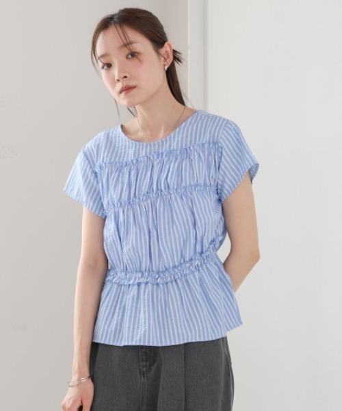 Bab(バブ)の「フレンチスリーブギャザーフリルブラウス(シャツ/ブラウス・レディース・オフホワイト/B/A/C・MEDIUM)」の21枚目の写真