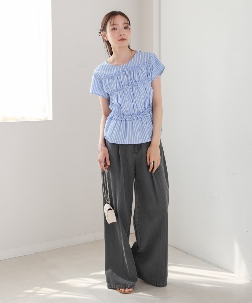 Bab(バブ)の「フレンチスリーブギャザーフリルブラウス(シャツ/ブラウス・レディース・オフホワイト/B/A/C・MEDIUM)」の18枚目の写真