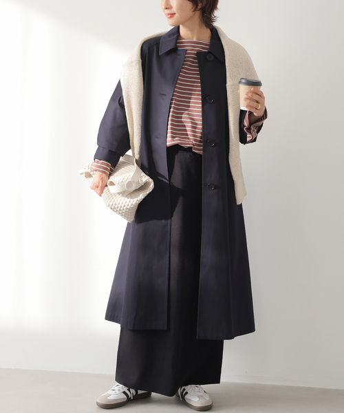 JOURNAL STANDARD relume（ジャーナルスタンダード　レリューム）の「《追加2》スーピマコットンステンカラーコート（ステンカラーコート・レディース・ベージュ/ネイビー・36/38）」の2枚目の写真