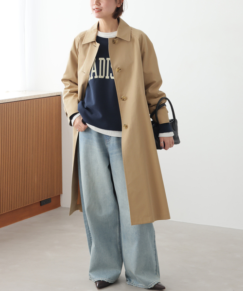 JOURNAL STANDARD relume（ジャーナルスタンダード　レリューム）の「《追加2》スーピマコットンステンカラーコート（ステンカラーコート・レディース・ベージュ/ネイビー・36/38）」の3枚目の写真