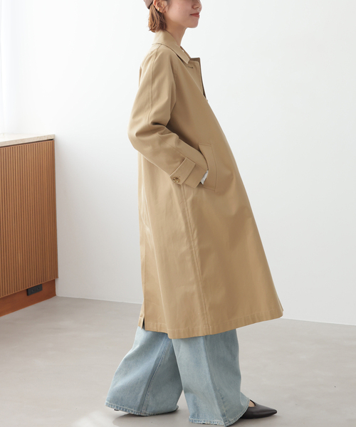 JOURNAL STANDARD relume（ジャーナルスタンダード　レリューム）の「《追加2》スーピマコットンステンカラーコート（ステンカラーコート・レディース・ベージュ/ネイビー・36/38）」の4枚目の写真