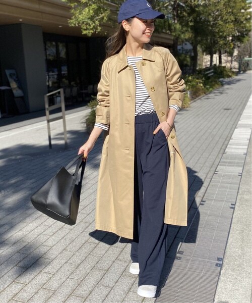 JOURNAL STANDARD relume（ジャーナルスタンダード　レリューム）の「《追加2》スーピマコットンステンカラーコート（ステンカラーコート・レディース・ベージュ/ネイビー・36/38）」の6枚目の写真