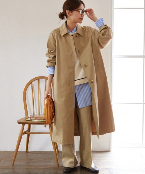 JOURNAL STANDARD relume（ジャーナルスタンダード　レリューム）の「《追加2》スーピマコットンステンカラーコート（ステンカラーコート・レディース・ベージュ/ネイビー・36/38）」の9枚目の写真