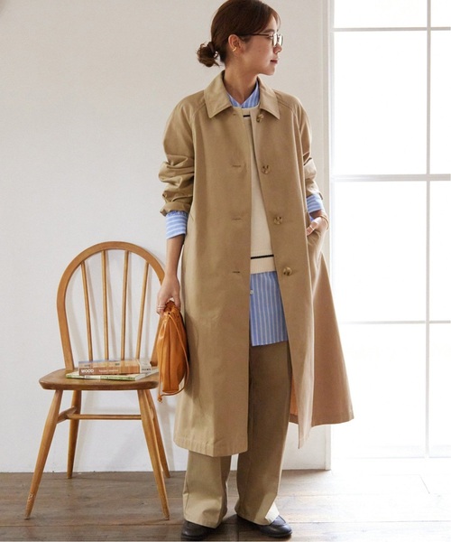 JOURNAL STANDARD relume（ジャーナルスタンダード　レリューム）の「《追加2》スーピマコットンステンカラーコート（ステンカラーコート・レディース・ベージュ/ネイビー・36/38）」の10枚目の写真