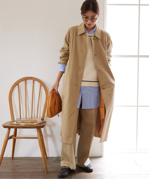 JOURNAL STANDARD relume（ジャーナルスタンダード　レリューム）の「《追加2》スーピマコットンステンカラーコート（ステンカラーコート・レディース・ベージュ/ネイビー・36/38）」の11枚目の写真