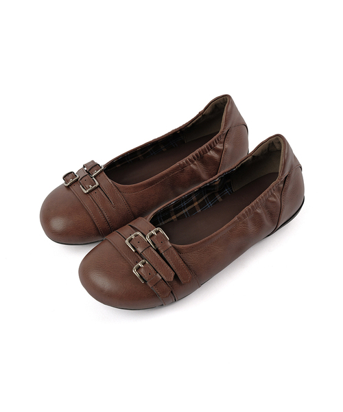 FOGGY MOODY（ポギムディ）の「Closet 0040. Three Belted Flat Shoes - 3colors（バレエシューズ・レディース・ブラック/ブラウン/シルバーグレー・22.5cm/23cm/23.5cm/24cm/24.5cm/25cm）」の3枚目の写真