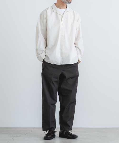 quadro（クオドロ）の「強撚ダンプオープンカラープルオーバーシャツ（シャツ/ブラウス・メンズ・ライトグレー/ダークネイビー/ライトベージュ・MEDIUM/LARGE）」の15枚目の写真