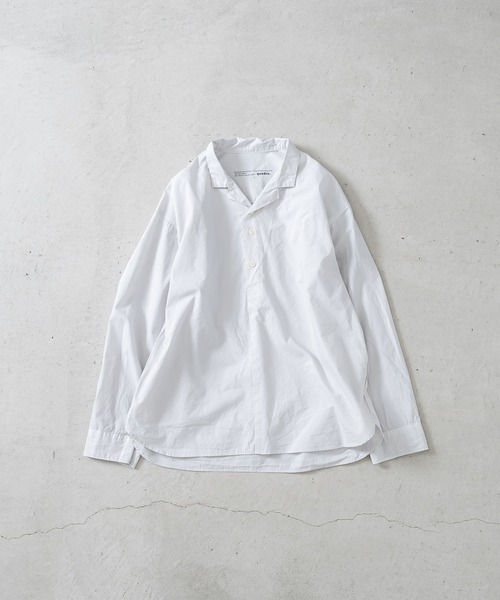 quadro（クオドロ）の「強撚ダンプオープンカラープルオーバーシャツ（シャツ/ブラウス・メンズ・ライトグレー/ダークネイビー/ライトベージュ・MEDIUM/LARGE）」の4枚目の写真