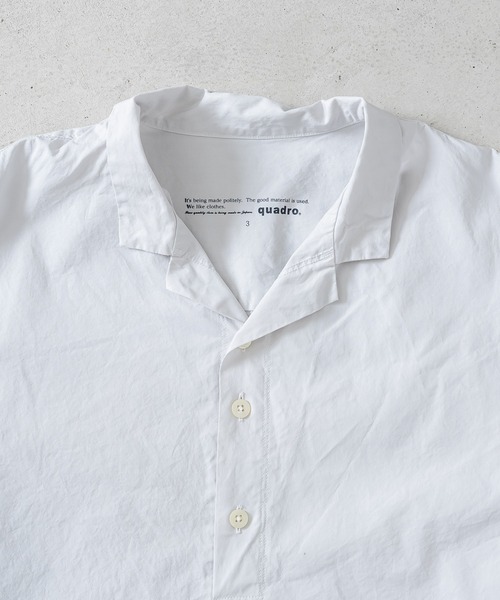 quadro（クオドロ）の「強撚ダンプオープンカラープルオーバーシャツ（シャツ/ブラウス・メンズ・ライトグレー/ダークネイビー/ライトベージュ・MEDIUM/LARGE）」の5枚目の写真