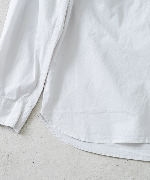 quadro（クオドロ）の「強撚ダンプオープンカラープルオーバーシャツ（シャツ/ブラウス・メンズ・ライトグレー/ダークネイビー/ライトベージュ・MEDIUM/LARGE）」の10枚目の写真