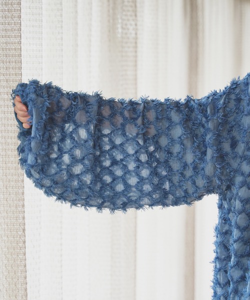 狐独（コドク）の「ウサ耳フリンジシアービックチャイナパーカー（パーカー・メンズ・ブラック/サックスブルー・LARGE/MEDIUM）」の16枚目の写真