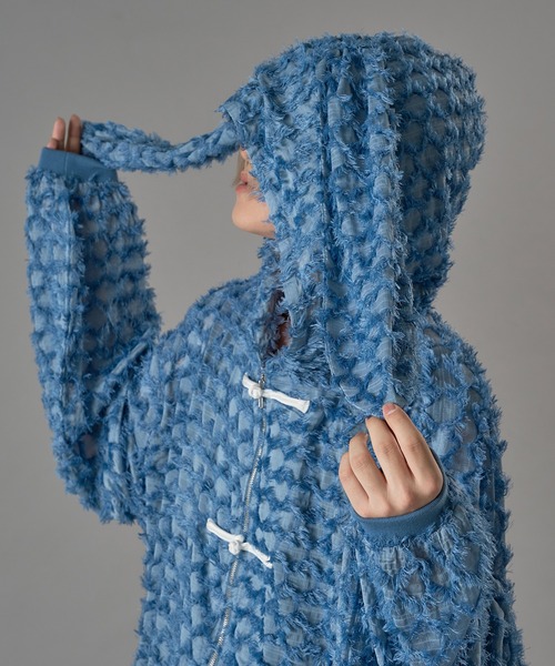 狐独（コドク）の「ウサ耳フリンジシアービックチャイナパーカー（パーカー・メンズ・ブラック/サックスブルー・LARGE/MEDIUM）」の15枚目の写真