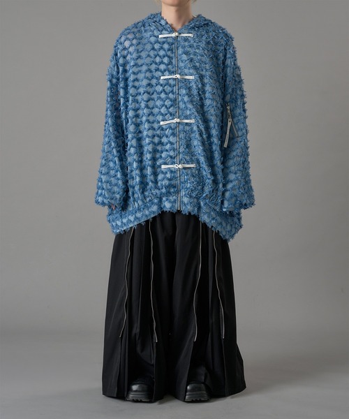 狐独（コドク）の「ウサ耳フリンジシアービックチャイナパーカー（パーカー・メンズ・ブラック/サックスブルー・LARGE/MEDIUM）」の8枚目の写真