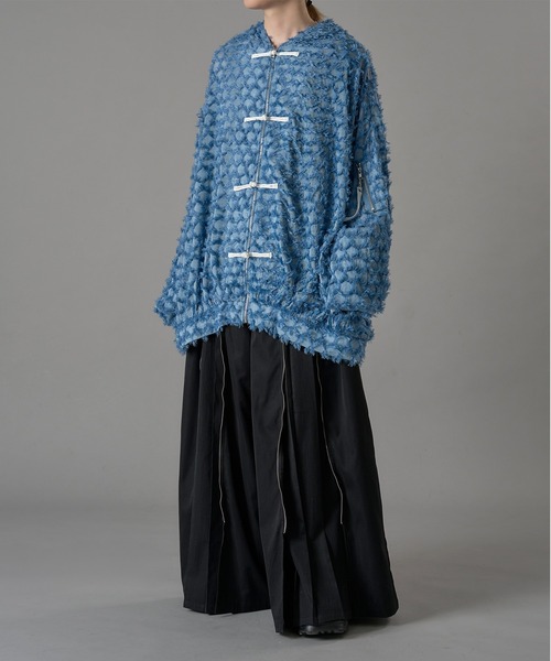 狐独（コドク）の「ウサ耳フリンジシアービックチャイナパーカー（パーカー・メンズ・ブラック/サックスブルー・LARGE/MEDIUM）」の9枚目の写真