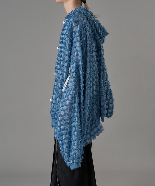 狐独（コドク）の「ウサ耳フリンジシアービックチャイナパーカー（パーカー・メンズ・ブラック/サックスブルー・LARGE/MEDIUM）」の6枚目の写真