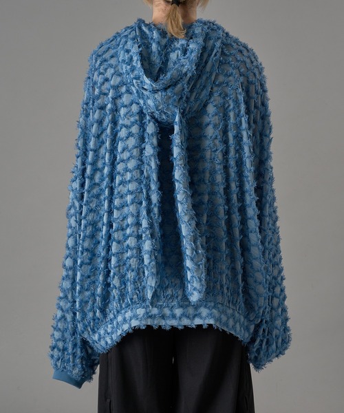 狐独（コドク）の「ウサ耳フリンジシアービックチャイナパーカー（パーカー・メンズ・ブラック/サックスブルー・LARGE/MEDIUM）」の7枚目の写真