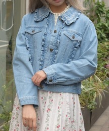axes femme（アクシーズファム）の「ローズ刺繍フリルデニムジャケット（その他アウター）」