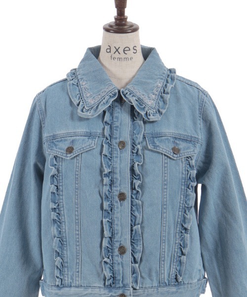 axes femme(アクシーズファム)の「ローズ刺繍フリルデニムジャケット(その他アウター・レディース・ホワイト/ケミカルウォッシュ・FREE)」の16枚目の写真