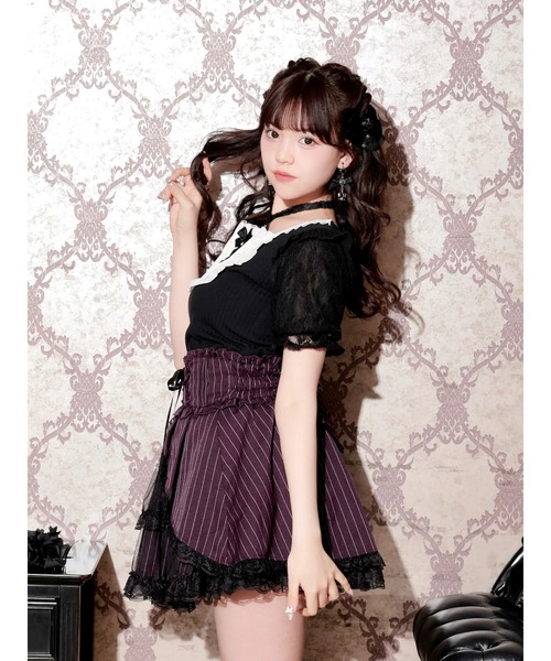 NOEMIE(ノエミー)の「ゴシックチョーカーネックレースアップカットソー(Tシャツ/カットソー・レディース・オフホワイト/ブラック/パープル・M)」の11枚目の写真