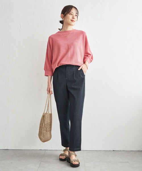 ikka（イッカ）の「【雑誌InRed5月号掲載】タックフライスドルマンプルオーバー 【親子コーデ】（Tシャツ/カットソー・レディース・ピンク/グレイッシュベージュ/その他1/ネイビー・L/M）」の6枚目の写真