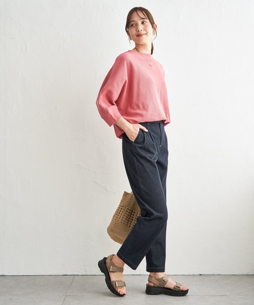 ikka（イッカ）の「【雑誌InRed5月号掲載】タックフライスドルマンプルオーバー 【親子コーデ】（Tシャツ/カットソー・レディース・ピンク/グレイッシュベージュ/その他1/ネイビー・L/M）」の7枚目の写真