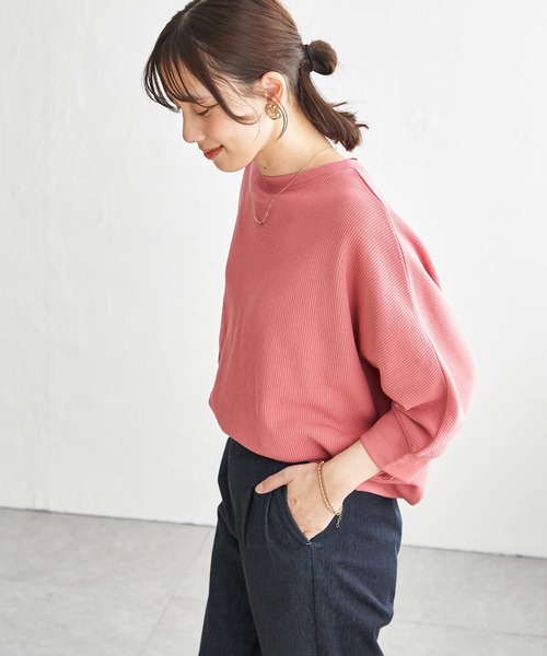 ikka（イッカ）の「【雑誌InRed5月号掲載】タックフライスドルマンプルオーバー 【親子コーデ】（Tシャツ/カットソー・レディース・ピンク/グレイッシュベージュ/その他1/ネイビー・L/M）」の9枚目の写真