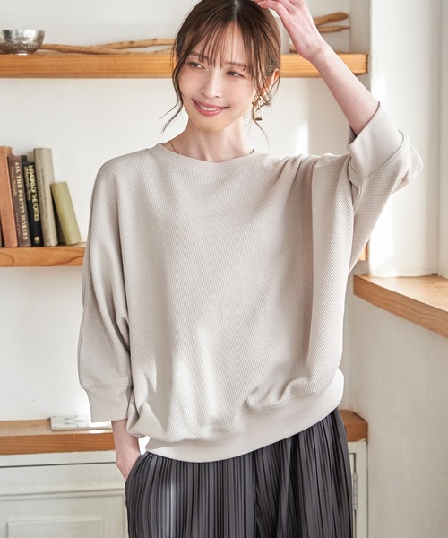 ikka（イッカ）の「【雑誌InRed5月号掲載】タックフライスドルマンプルオーバー 【親子コーデ】（Tシャツ/カットソー・レディース・ピンク/グレイッシュベージュ/その他1/ネイビー・L/M）」の14枚目の写真