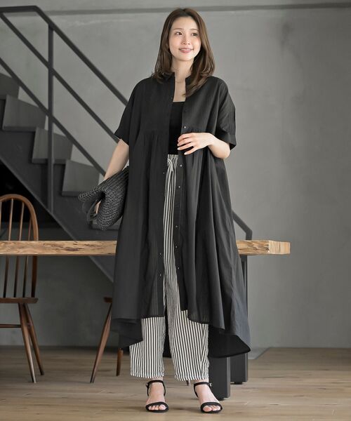 rps（アールピーエス）の「キャンブリックピンタックシャツワンピース（シャツワンピース・レディース・チャコールグレー/ブラック/カーキ/ネイビー・フリー）」の13枚目の写真