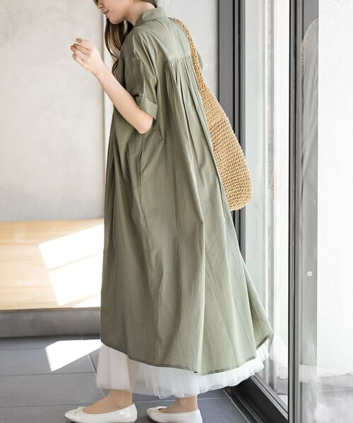 rps（アールピーエス）の「キャンブリックピンタックシャツワンピース（シャツワンピース・レディース・チャコールグレー/ブラック/カーキ/ネイビー・フリー）」の22枚目の写真