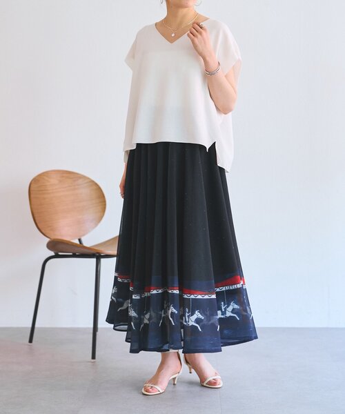 BEARDSLEY（ビアズリー）の「インレイノースリーブプルオーバー（ニット/セーター・レディース・ブラック/ホワイト・FREE）」の3枚目の写真