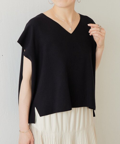 BEARDSLEY（ビアズリー）の「インレイノースリーブプルオーバー（ニット/セーター・レディース・ブラック/ホワイト・FREE）」の6枚目の写真