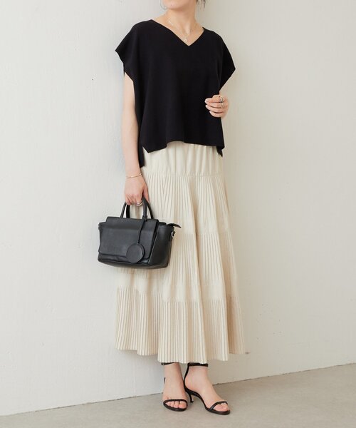 BEARDSLEY（ビアズリー）の「インレイノースリーブプルオーバー（ニット/セーター・レディース・ブラック/ホワイト・FREE）」の10枚目の写真