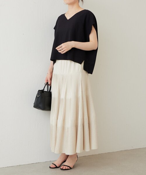 BEARDSLEY（ビアズリー）の「インレイノースリーブプルオーバー（ニット/セーター・レディース・ブラック/ホワイト・FREE）」の11枚目の写真