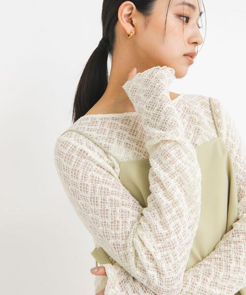 KBF（ケイビーエフ）の「シュリンクレーストップス（Tシャツ/カットソー・レディース・ベージュ/アイボリー/ブラック・ONE）」の2枚目の写真