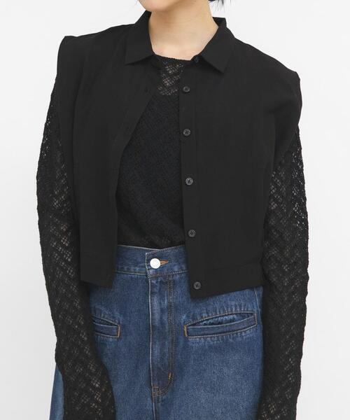 KBF（ケイビーエフ）の「シュリンクレーストップス（Tシャツ/カットソー・レディース・ベージュ/アイボリー/ブラック・ONE）」の3枚目の写真