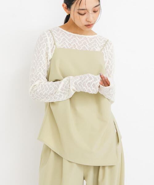 KBF（ケイビーエフ）の「シュリンクレーストップス（Tシャツ/カットソー・レディース・ベージュ/アイボリー/ブラック・ONE）」の4枚目の写真