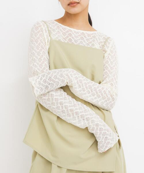 KBF（ケイビーエフ）の「シュリンクレーストップス（Tシャツ/カットソー・レディース・ベージュ/アイボリー/ブラック・ONE）」の5枚目の写真